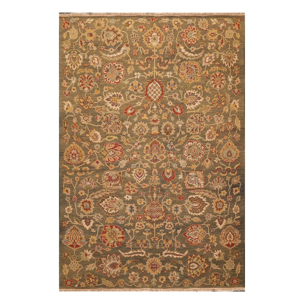 Dark Gold Hand-knotted Oriental Carpet 3'5" x 5'6" Modern Wool/Silk Area Rug 