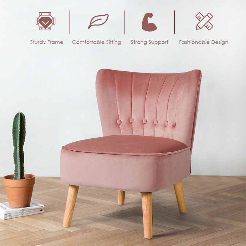 Gymax 2PCS Accent Chair Armless Leisure Chair Single Sofa w/ Wood Legs - See Details