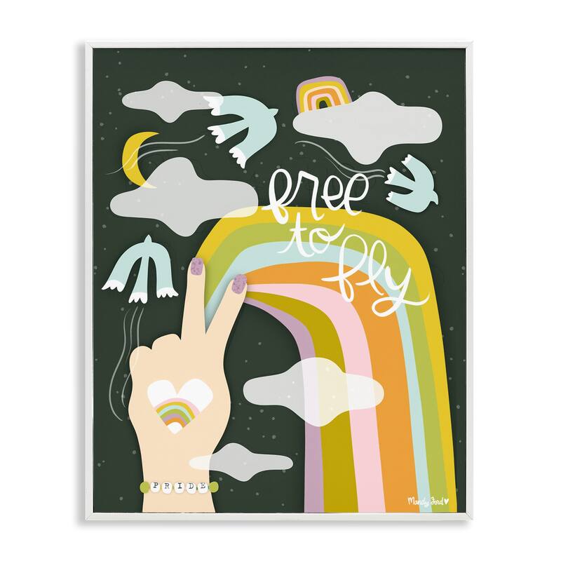 Stupell Boho Free To Fly Framed Giclee Art Design By Mandy Ford Art + Illustration - 11 x 14 - White