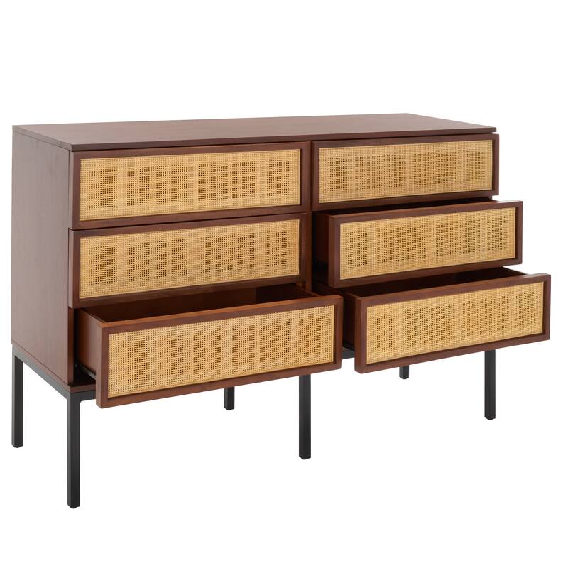 SAFAVIEH Audrey 6 Drawer Rattan Dresser