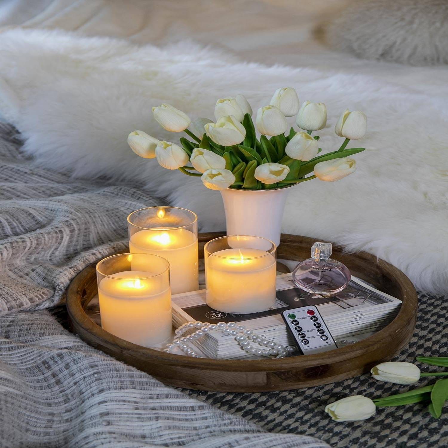 Flame-Effect LED Wax Candles Light With Remote Timer