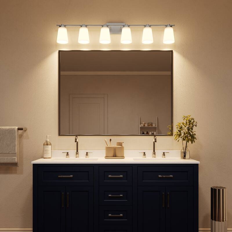 Acroma 6 - Light Steel Dimmable Bathroom Vanity Light - 6-light