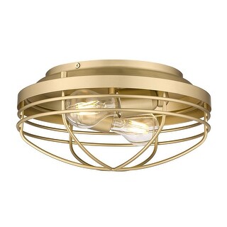Golden Lighting Seaport 2-light Flush Mount in Brushed Champagne Brass