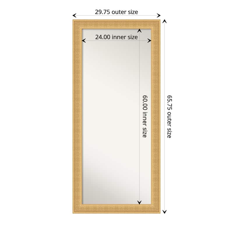 Trellis Non-Beveled Wood Framed Full-Length Floor Leaner Mirror - Trellis Gold - Glass Size 24x60