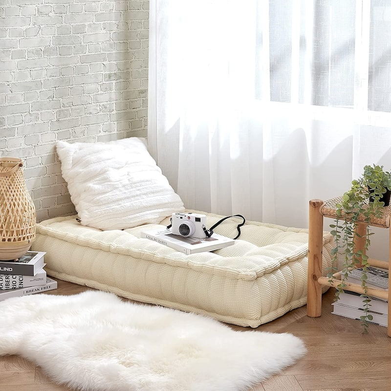 Rainha - 40" Ultra Thick Tufted Floor Pillow - Almond Milk