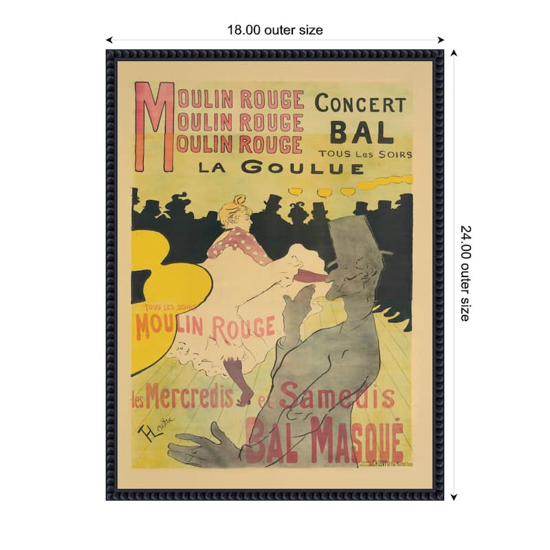 Kate and Laurel Moulin Rouge La Goulue 1891 by The Art Institute of Chicago Framed Canvas Wall Art Print
