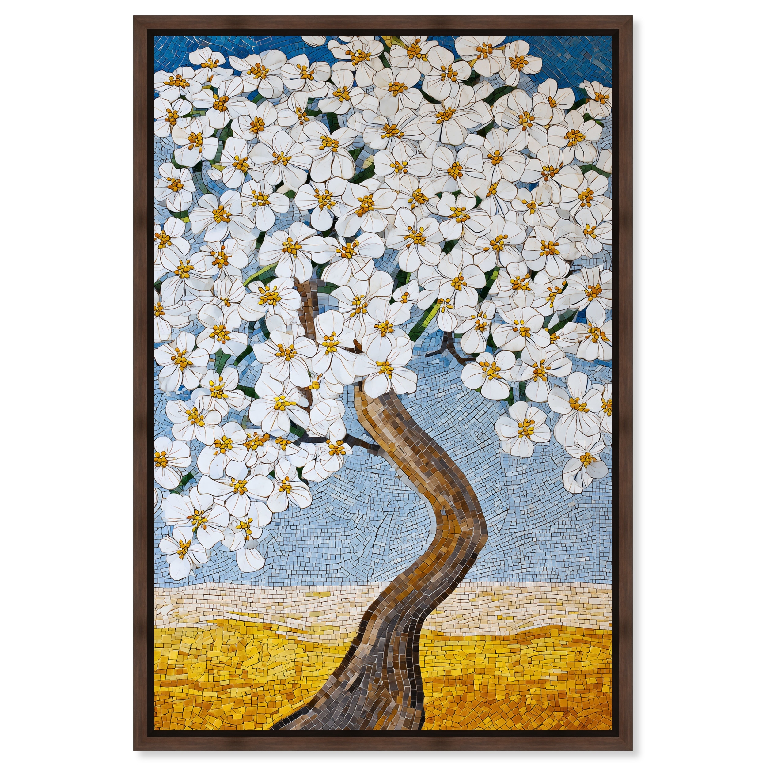 Marble Bloom I Botanical Wall Decor Framed Canvas Print by Art Remedy