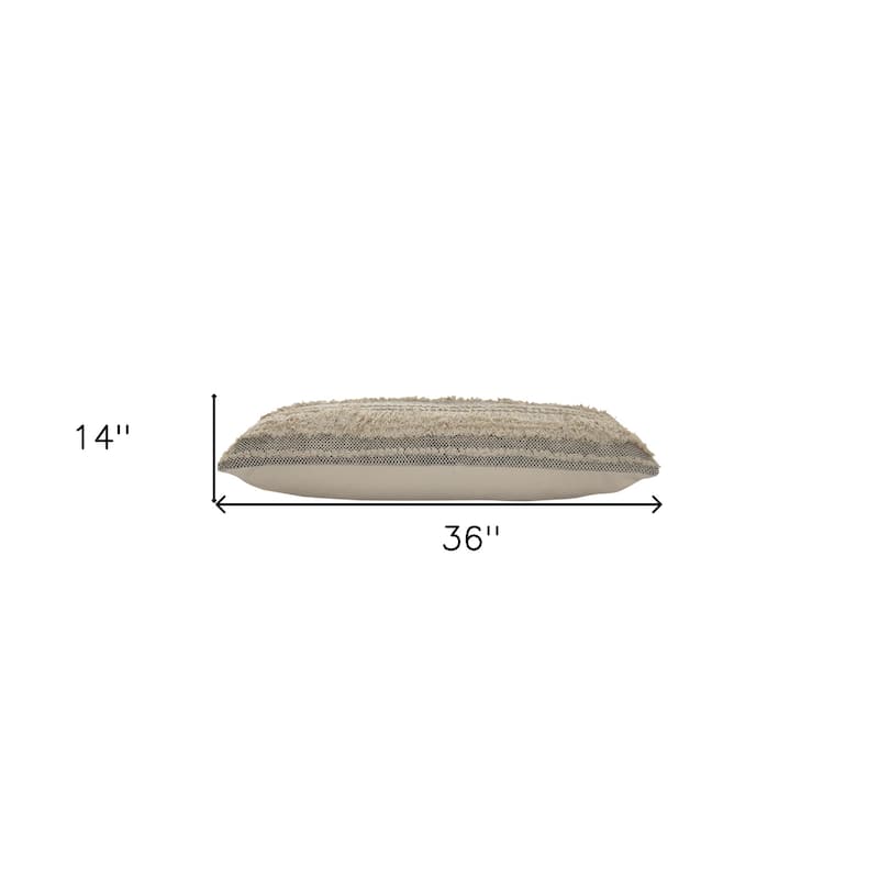 HomeRoots 14" X 36" Gray And Ivory 100% Cotton Chevron Zippered Pillow