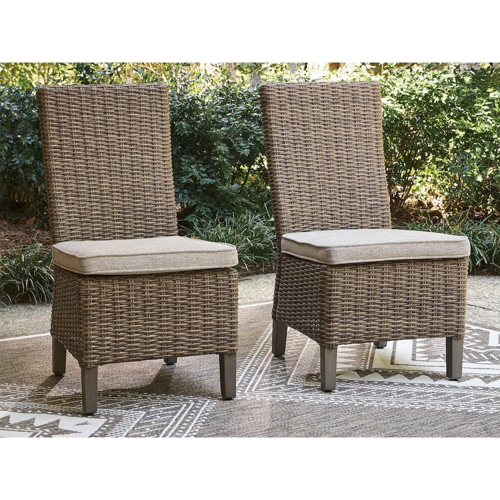 Signature Design by Ashley Carmel Bay Beige Side Chair with Cushion (Set of 2) - 22"W x 27"D x 40"H