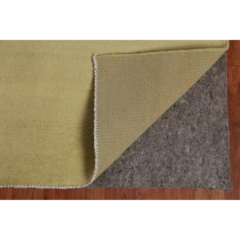 Hand Knotted Oriental 100% Wool Carpet Modern Solid Green Gabbeh Area Rug - 12' 9'' X 9' 10''