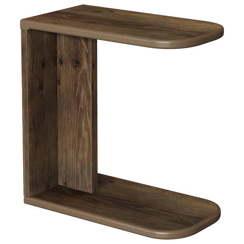 Solid Wood C-Shaped End Table, Sofa Couch Side Snack Accent Table, Living Room Bedroom Couch Table