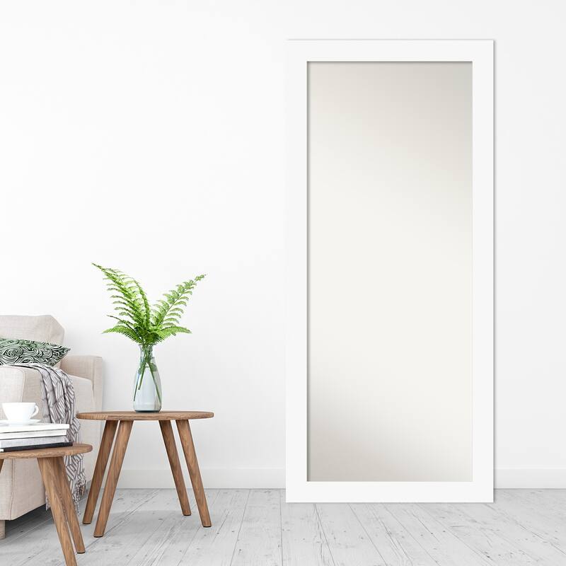 Basic Non-Beveled Wood Framed Full-Length Floor Leaner Mirror - Glass Size 24x60