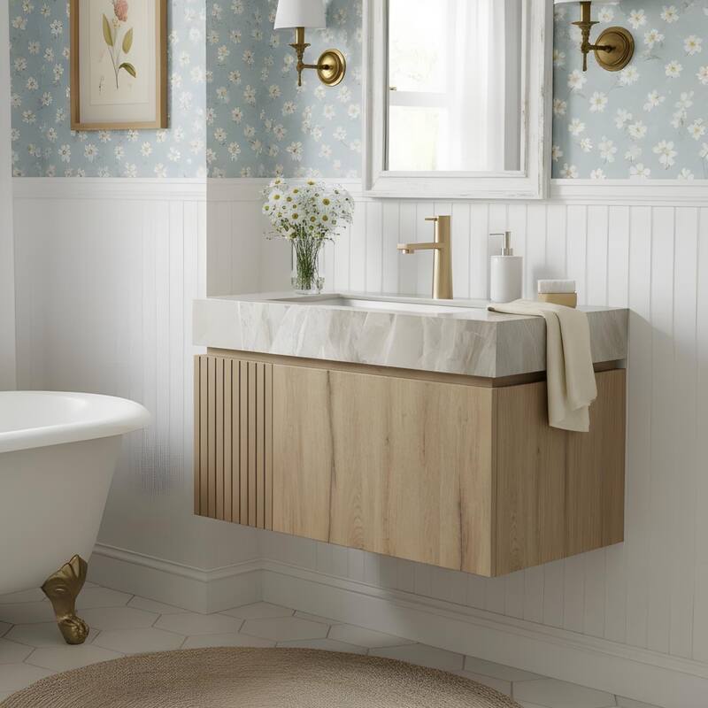 Floating Bathroom Vanity with 1 Pre-drilled Faucet Holes