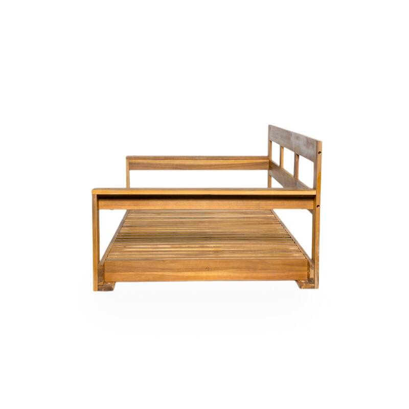 Farmhouse Style Twin Size Porch Swing Frame with Backrest, Outdoor Patio Swing Bench Chair with Hanging Ropes