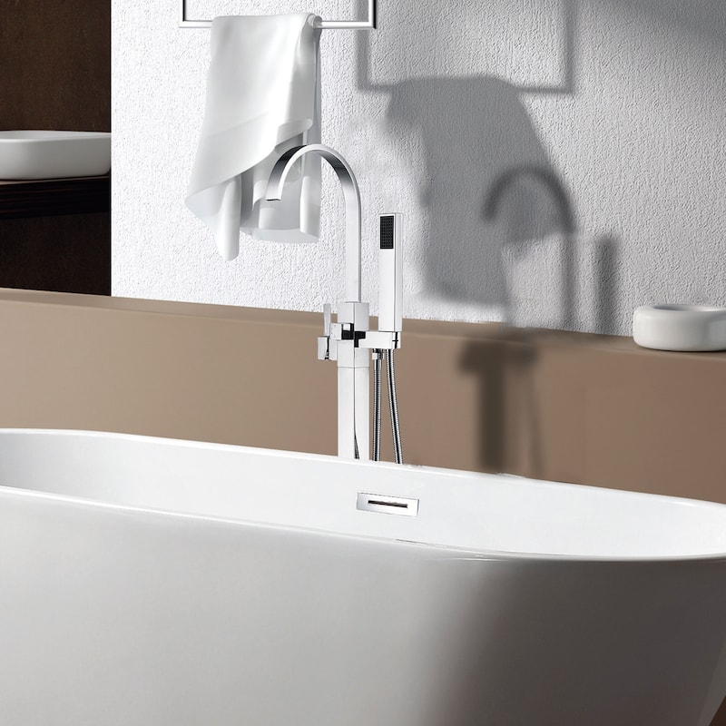 Freestanding Bathtub Faucet with Hand Shower - Chrome