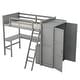 preview thumbnail 6 of 7, Gray Solid Pine Wood Loft Bed with Desk, Shelves, Wardrobe, and Guardrails