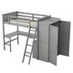 preview thumbnail 6 of 10, Gray Twin Solid Pine Loft Bed with Desk, Shelves, Wardrobe, and Guardrails