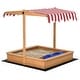 preview thumbnail 1 of 3, Kids Wooden Sandbox, Children Sand Play Station Outdoor, with Adjustable Height Cover WOOD