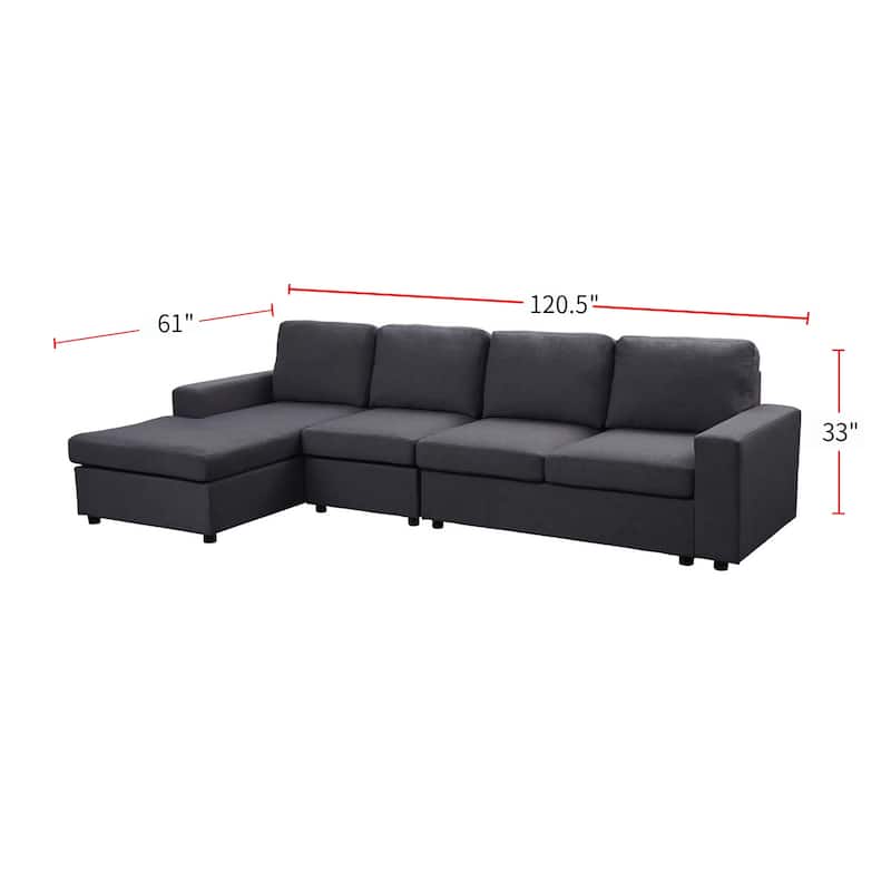Linen Sofa with Reversible Chaise