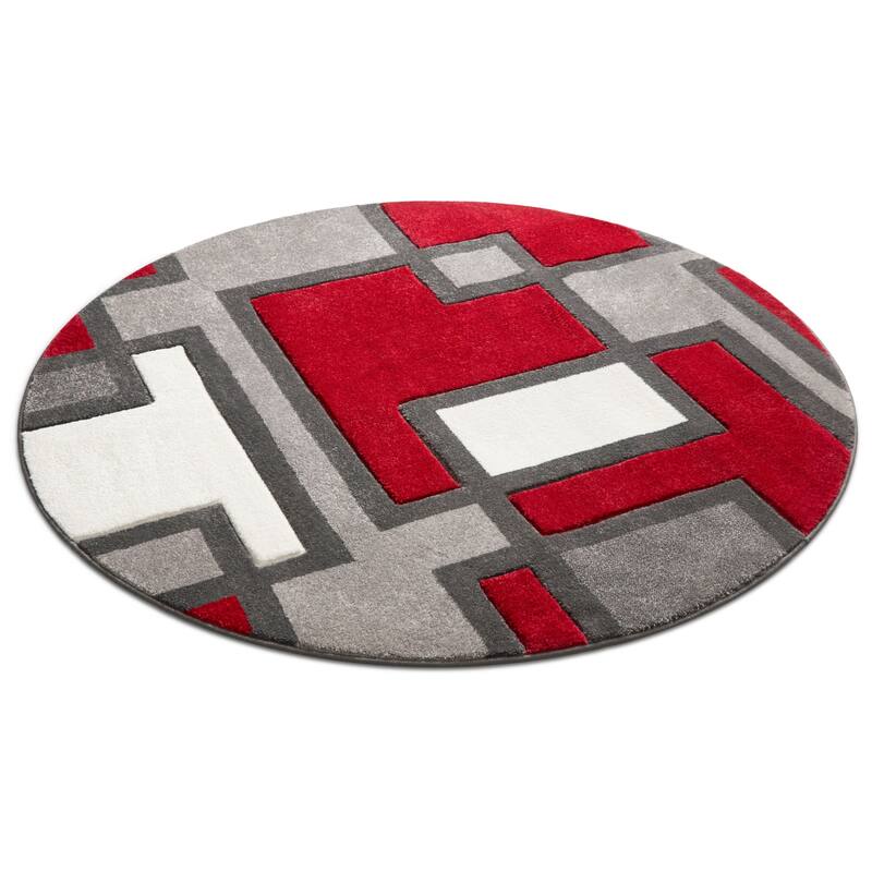Well Woven Ruby Imagination Squares Modern Geometric Area Rug