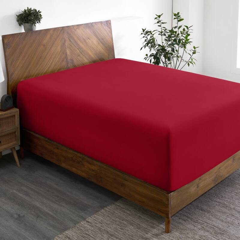 Bare Home Ultra-Soft Microfiber 22 Inch Extra Deep Pocket Fitted Sheet - King - Red