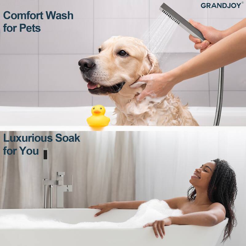 GRANDJOY 1-Handle Stylish Freestanding Tub Faucet with Hand Shower