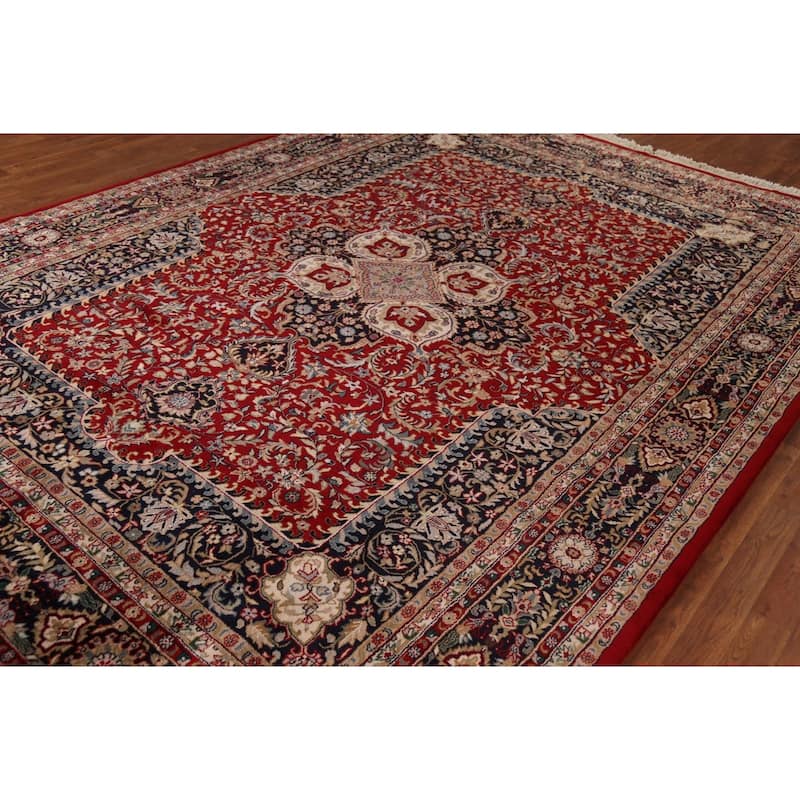 Vegetable Dye Kashan Indian Area Rug Handmade Wool Carpet - 8'2"x 11'5"