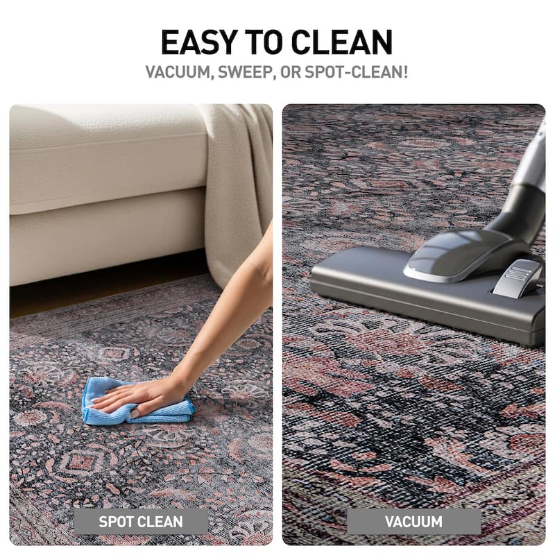 World Rug Gallery Vintage Inspired Machine Washable Non Slip Area Rug