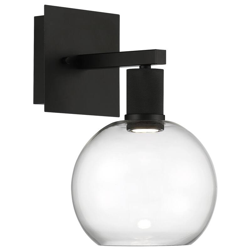 Port Nine Burgundy LED Wall Sconce - Dedicated LED - Clear Glass/Matte Black