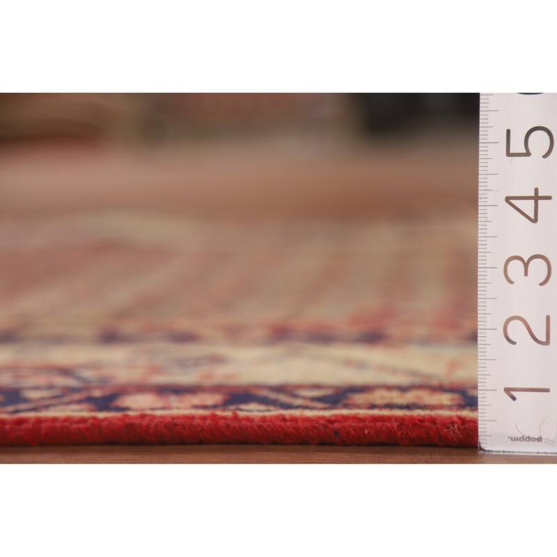 Hand Knotted Oriental 100% Wool Carpet Traditional All-Over Red Botemir Runner Rug - 10' 3'' X 3' 6''