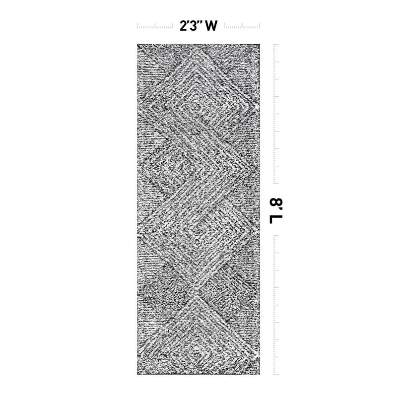 Minimal Stripe Geometric Shag Rug - Anthracite Dark Gray - Medium Pile - Cozy & Modern