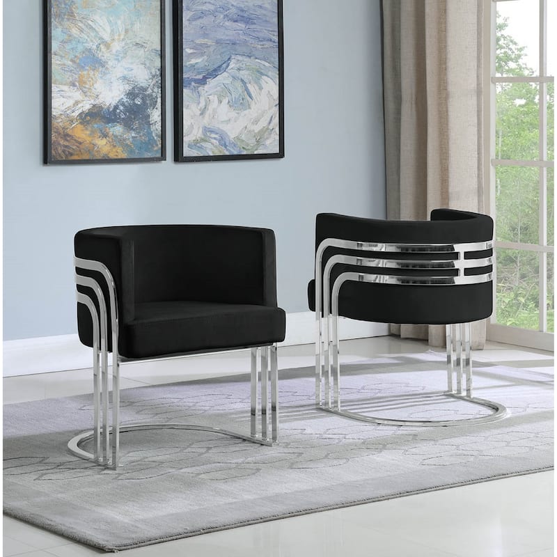 Best Quality Furniture Accent Chairs with Chrome Base (Single) - Black