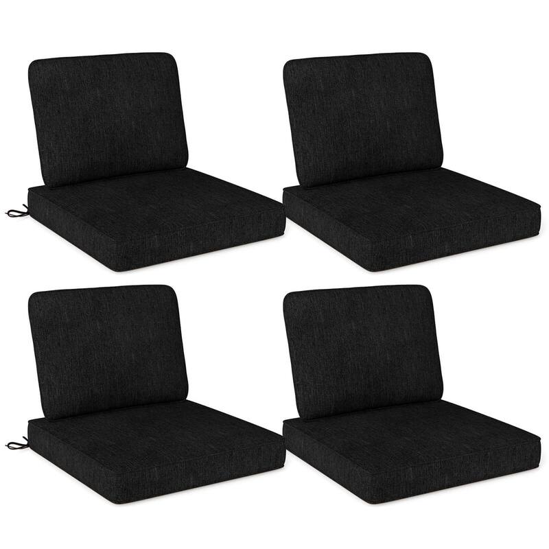 2/4/6/8 Pack Outdoor Chair Cushion Deep Seat &Backrest Pillow Set - Black - 8 pack