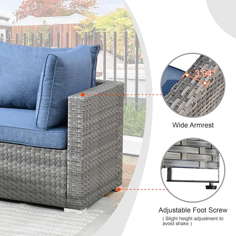 HOOOWOOO 11-piece Rattan Wicker Outdoor Furniture Set Swivel Chairs with Fire Pit