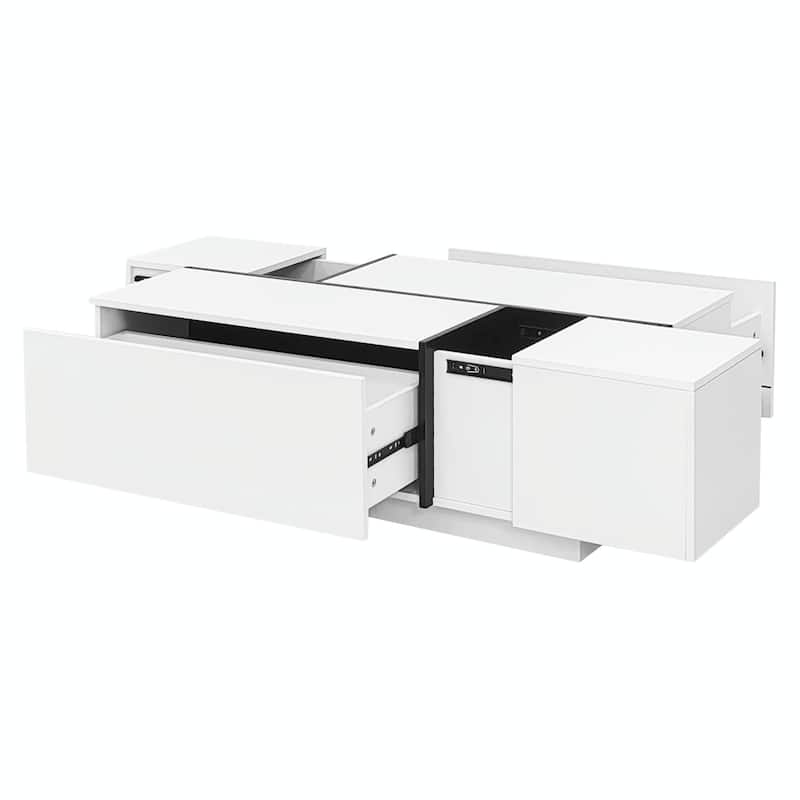 47.2''-72.7'' Extendable Coffee Table, Multi-Functional Coffee Table with High-Gloss Finish