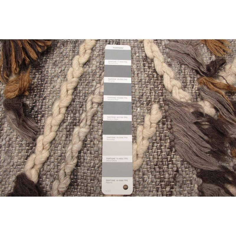 ECARPETGALLERY Braid weave Sienna Grey Wool Rug - 5'7 x 7'3