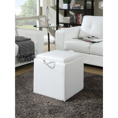 Single Ottoman with Stool - Compact Multi-Purpose Seating and Hidden Storage for Living Room, Bedroom, or Entryway Decor