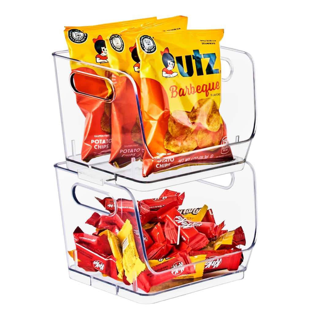 Sorbus Stackable Storage Bins Open Front, Clear Stackable Storage Bins, Pantry Bins for Storage and Organization