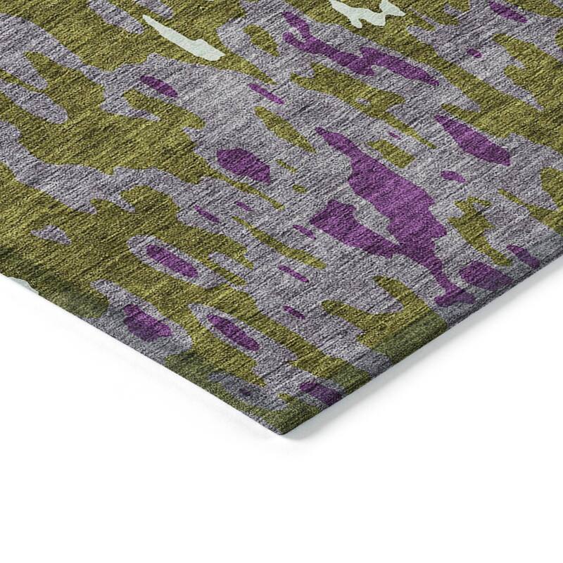 Machine Washable Indoor/ Outdoor Abstract Contemporary Chantille Rug