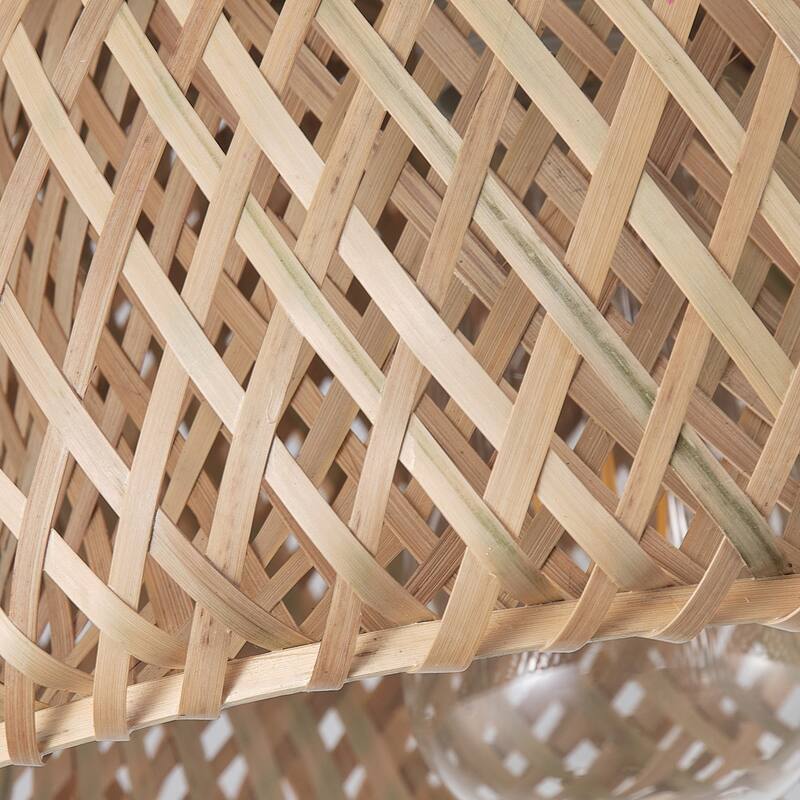 Farmhouse 1-Light Hand-Woven Semi Flush Mount Ceiling Light with Natural Bamboo Shade
