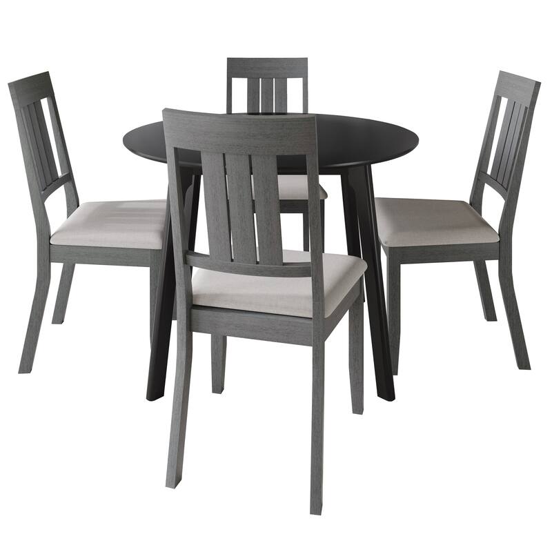 CraftPorch Classic 4-Piece Chair and Round Table Wooden Dining Set - Grey
