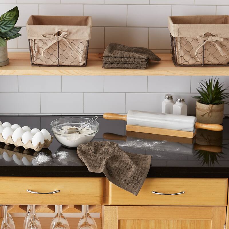 DII Solid Windowpane Terry Dishcloth Set of 6