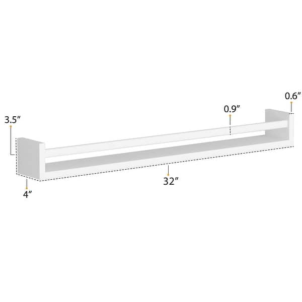 dimension image slide 1 of 2, Wallniture Utah Wood Wall Shelves for Book and Toy Storage (Set of 2) - White