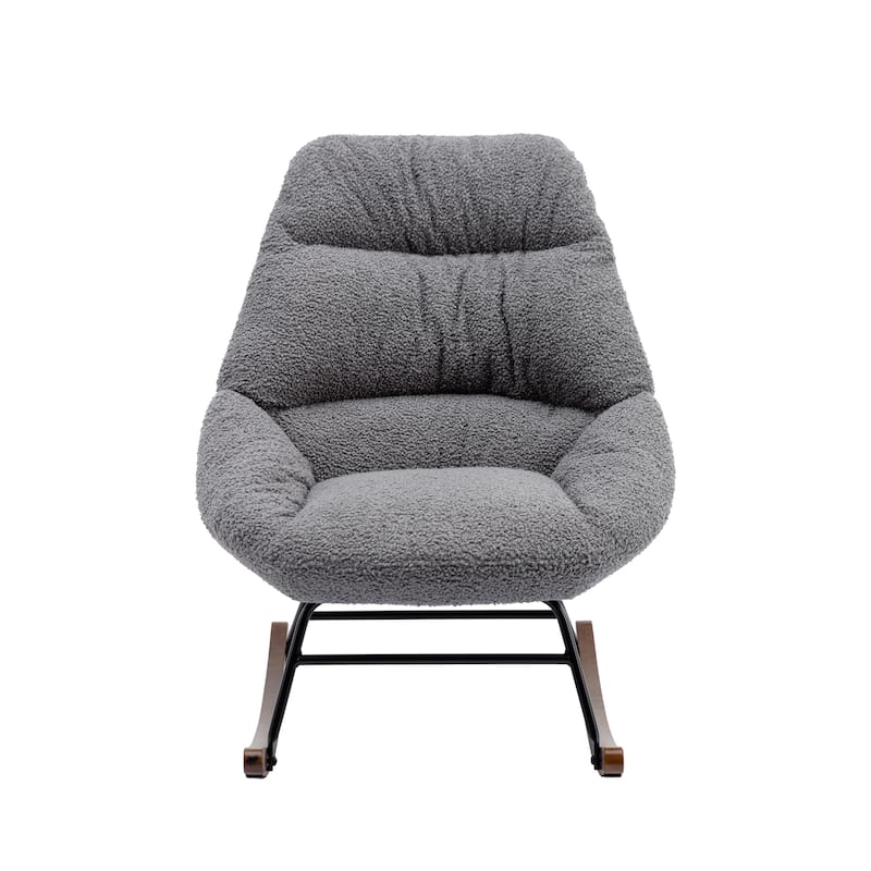Tufted Upholstered Padded Seat Rocking Chair-Boucle