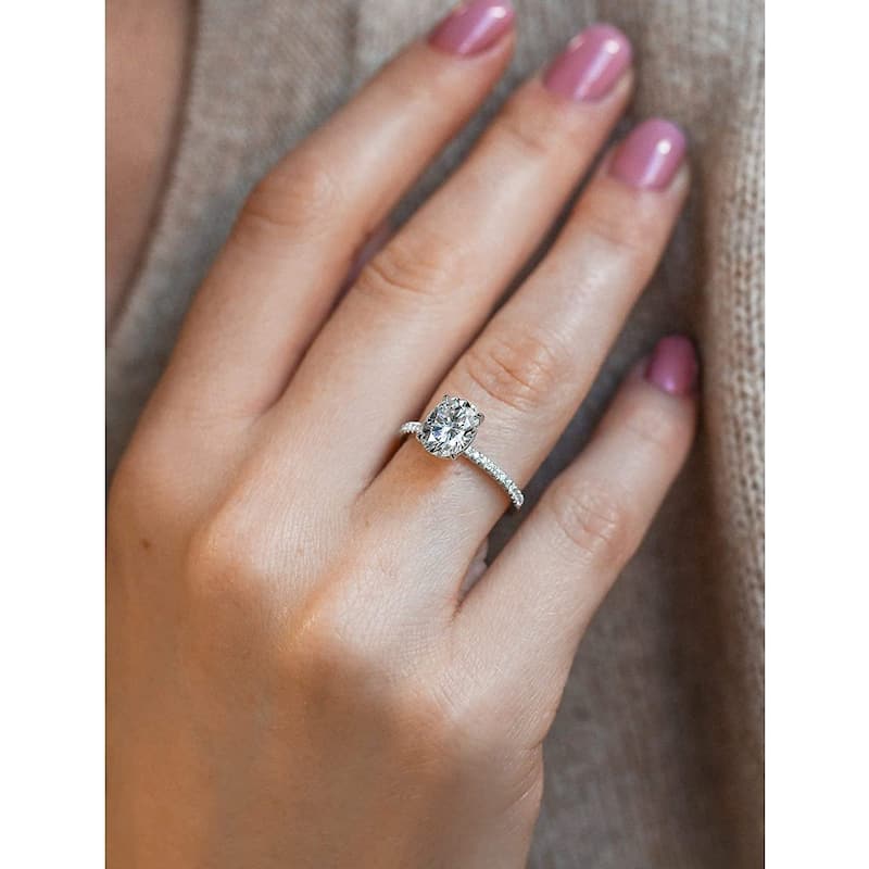 Annello by Kobelli 14k Gold 2ct TGW Moissanite and Lab Diamond Engagement Ring (HI/VS, DEF/VS) - 4 - White