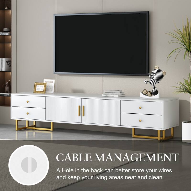 TV Stand for 65+ Inch TV, Entertainment Center TV Media Console Table, Modern TV Stand with Storage