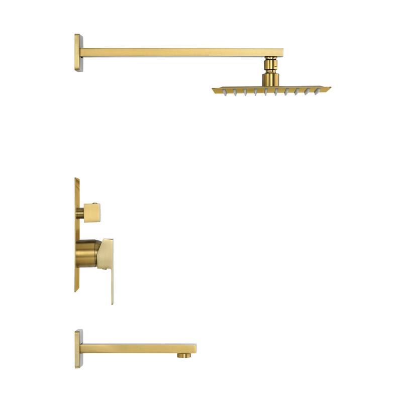 Concorde Single-Handle 1-Spray Tub And Shower Faucet In Brushed Gold (Valve Included) - 17.5" x 11.88" 5.88"