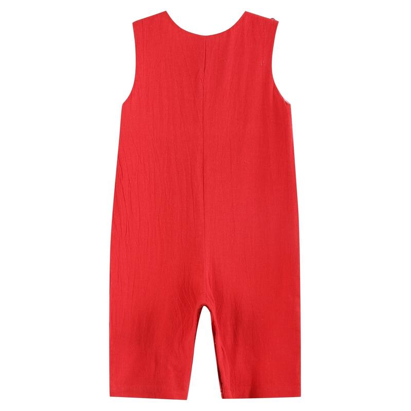 Red Santa Smocked Overalls