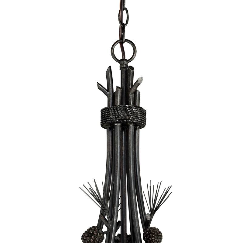 Sierra 6 Light Bronze Rustic Pinecone Chandelier - 27-in W x 31-in H x 27-in D