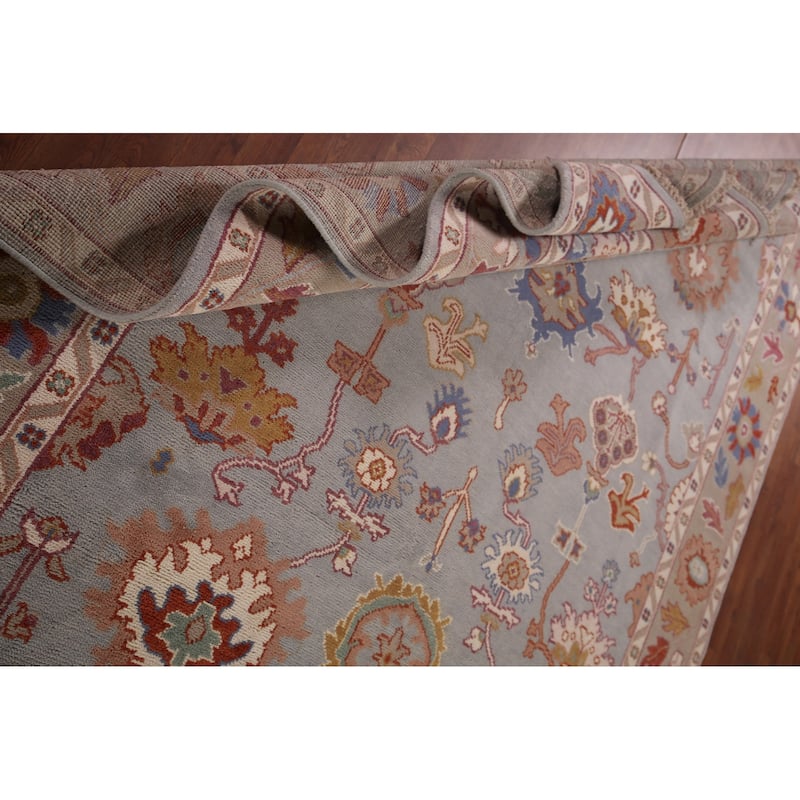 Blue Oushak Indian Area Rug Hand-Knotted Wool Carpet - 7'11"x 10'0"